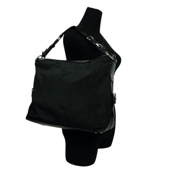 NWT Black Vinyl Tote Bag | Carry-On Black Bag with Silver Hardware - Picture 10 of 10